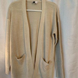 Open Front Knit Cardigan in Beige (Small)